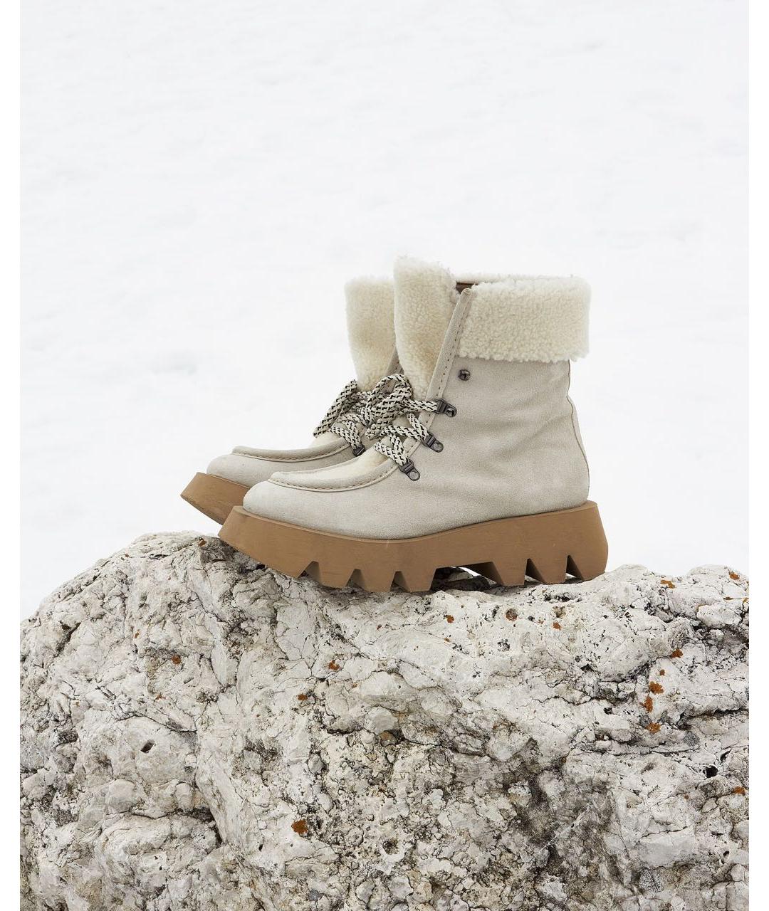 LORENA ANTONIAZZI Бежевые замшевые ботинки, фото 4