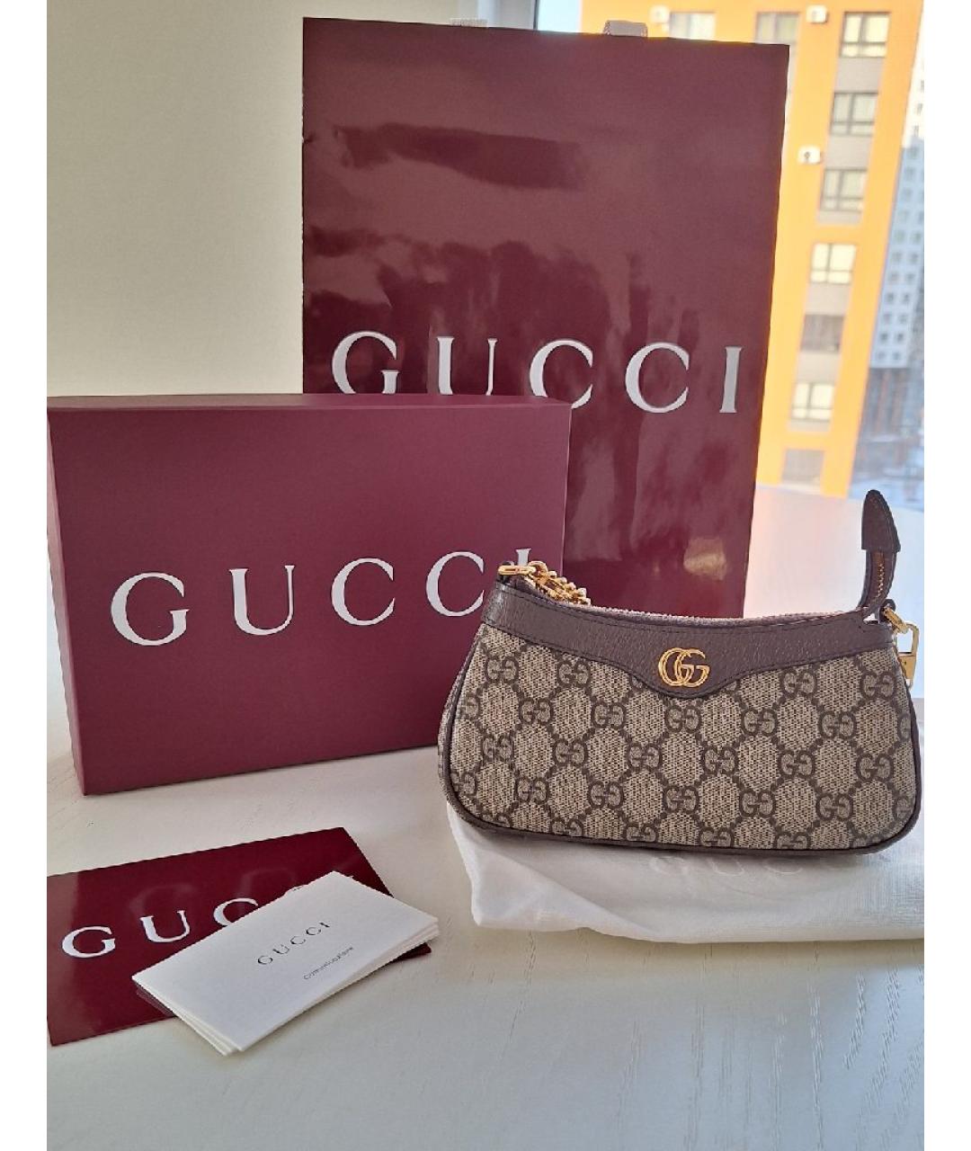 GUCCI Коричневая кожаная сумка с короткими ручками, фото 2