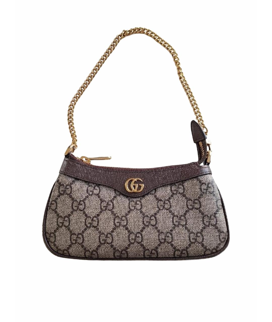 GUCCI Коричневая кожаная сумка с короткими ручками, фото 1