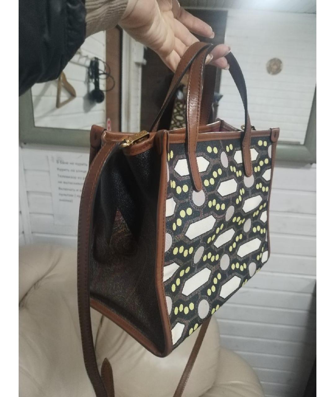 ETRO Коричневая кожаная сумка через плечо, фото 5