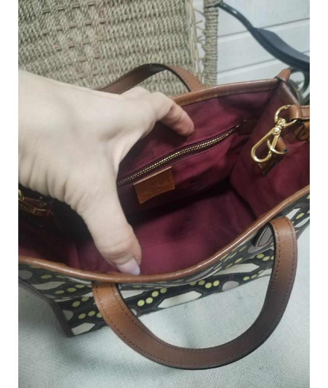 ETRO Коричневая кожаная сумка через плечо, фото 6