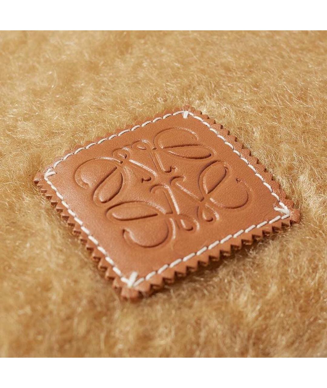 LOEWE Коричневый шерстяной шарф, фото 2