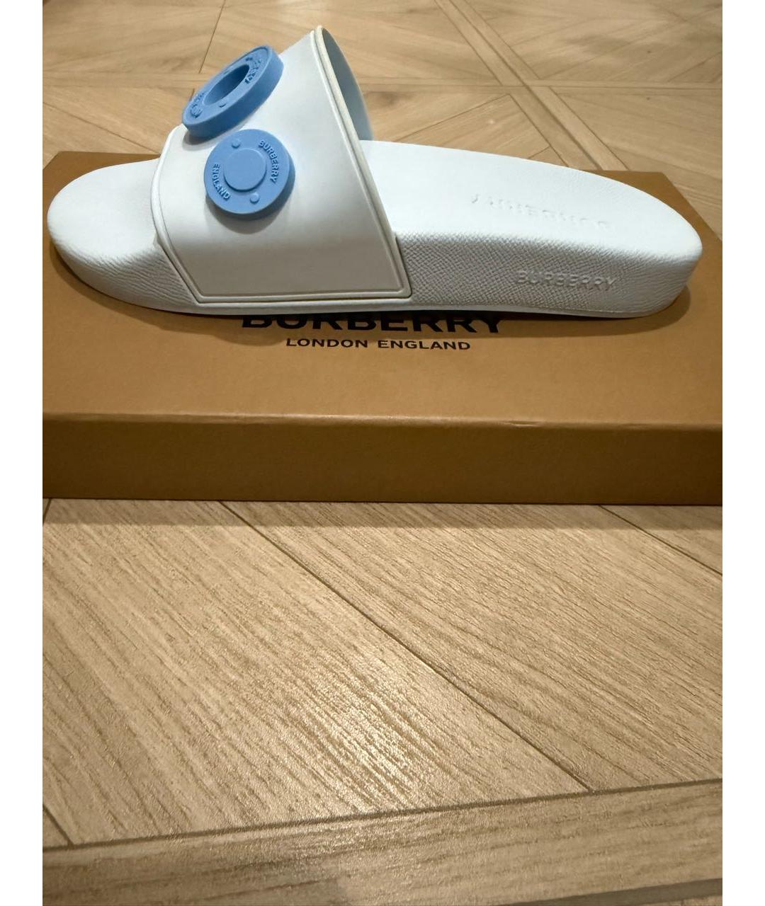 BURBERRY Голубые резиновые шлепанцы, фото 5