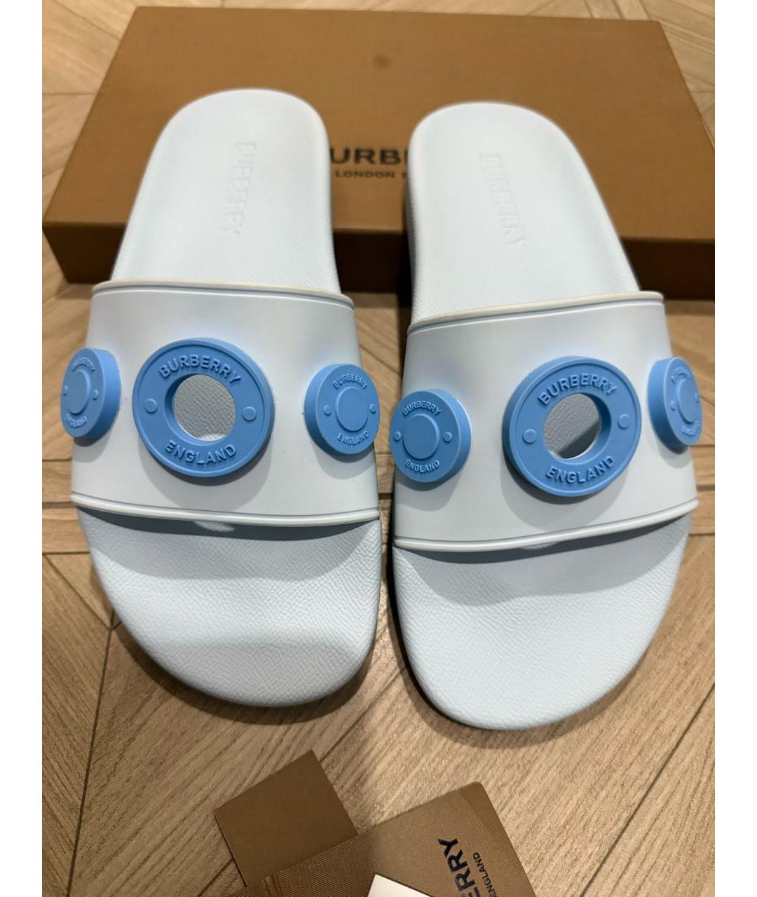 BURBERRY Голубые резиновые шлепанцы, фото 2