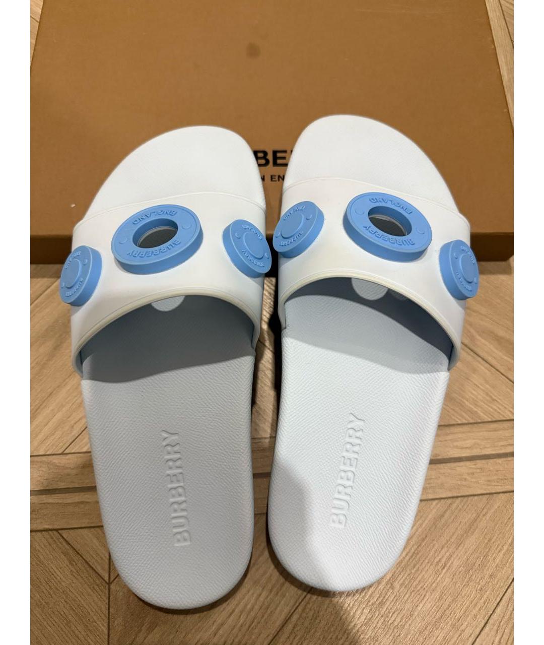 BURBERRY Голубые резиновые шлепанцы, фото 3