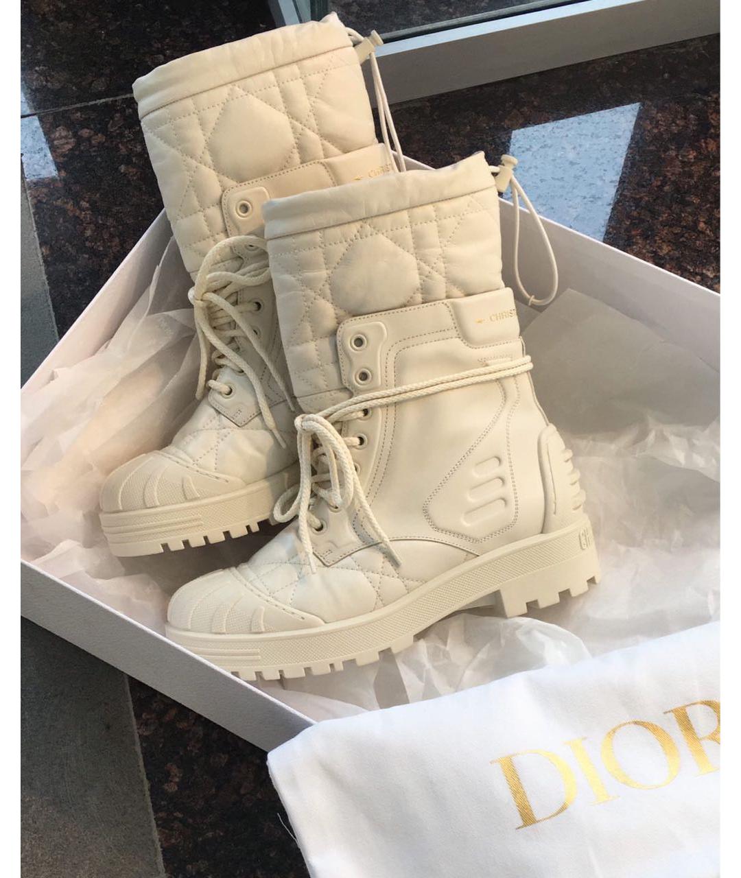 CHRISTIAN DIOR Бежевые кожаные ботинки, фото 2