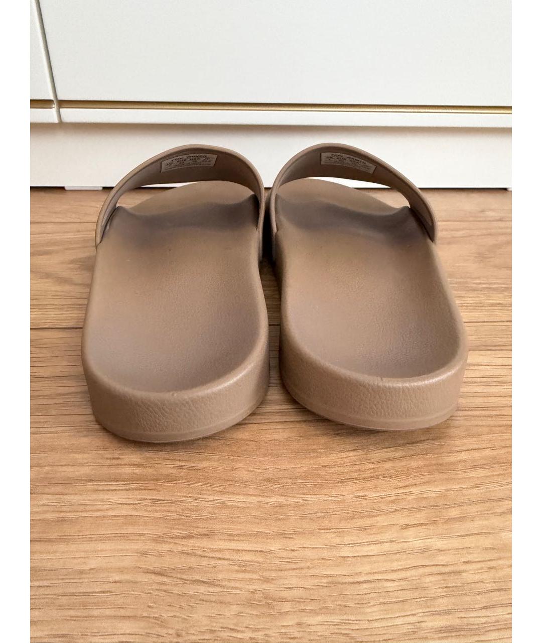 BALENCIAGA Бежевые резиновые шлепанцы, фото 4