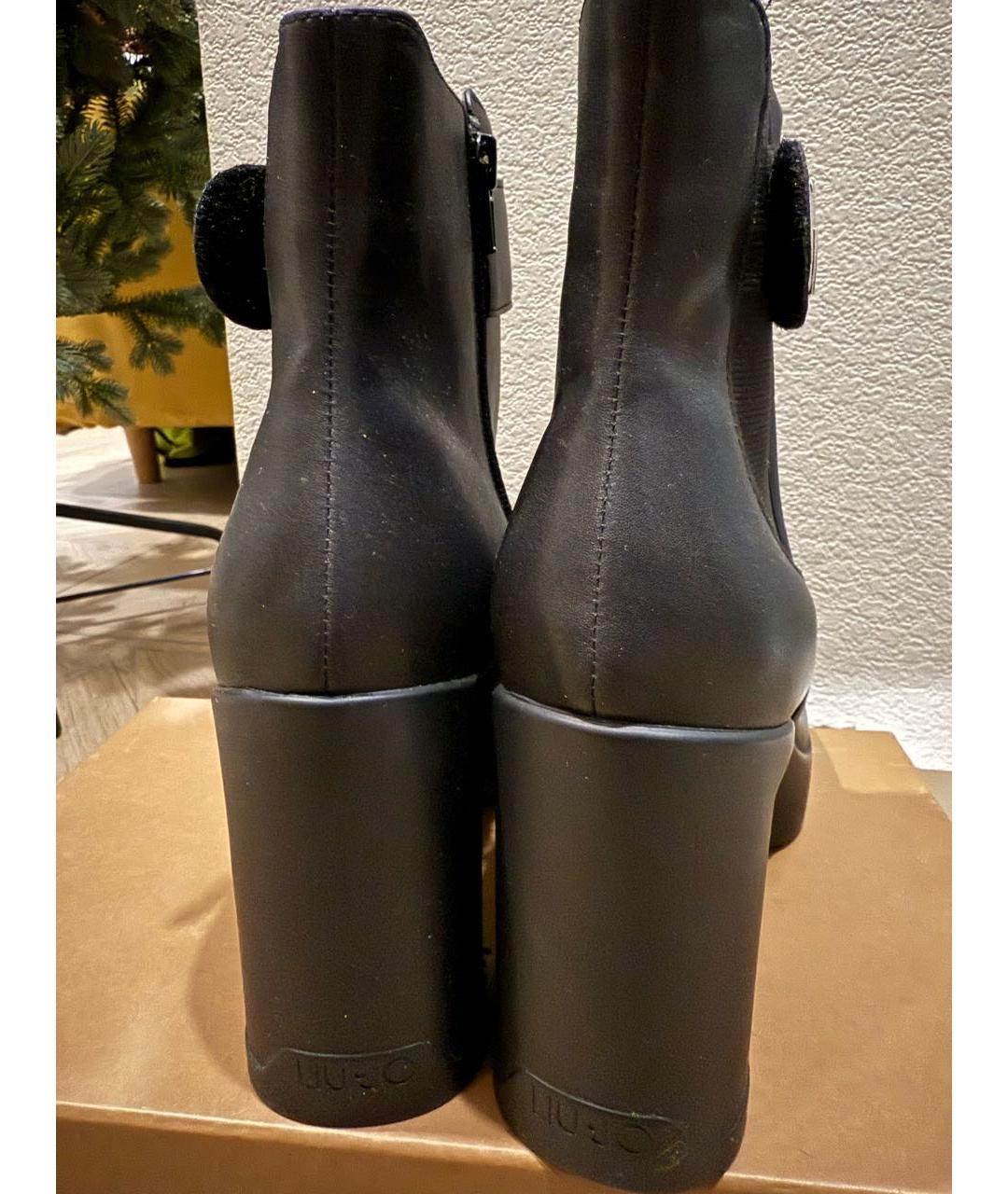 LIU JO Черные кожаные ботильоны, фото 4