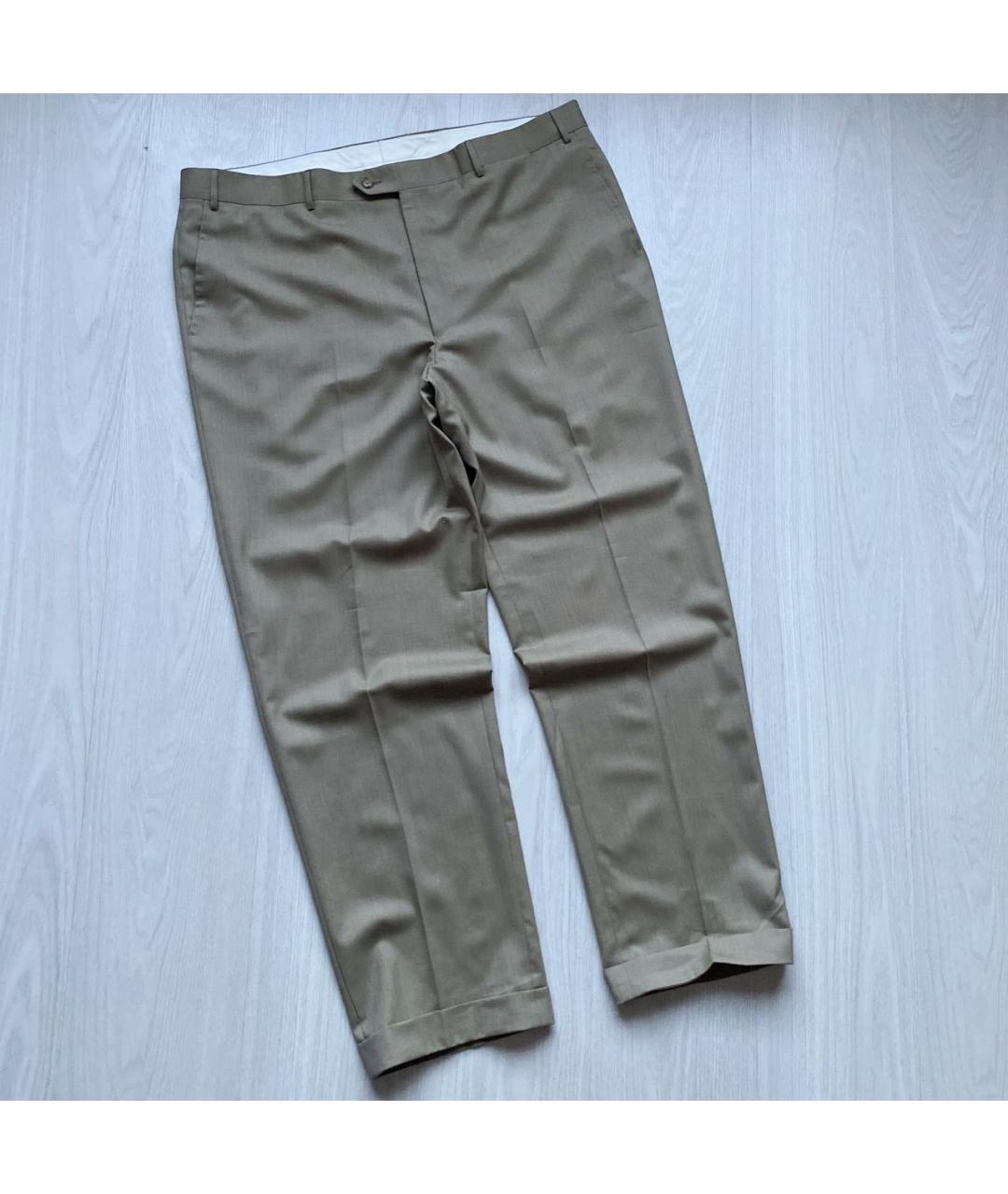 CORNELIANI Бежевые шерстяные классические брюки, фото 9