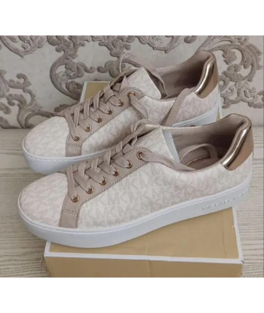 MICHAEL KORS Бежевые кеды из искусственной кожи, фото 5