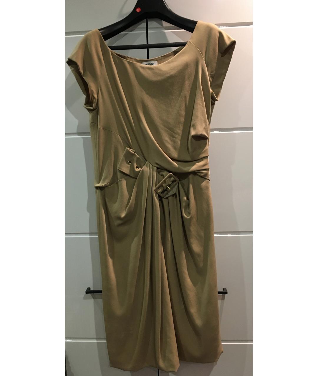 MOSCHINO Бежевое вискозное повседневное платье, фото 7