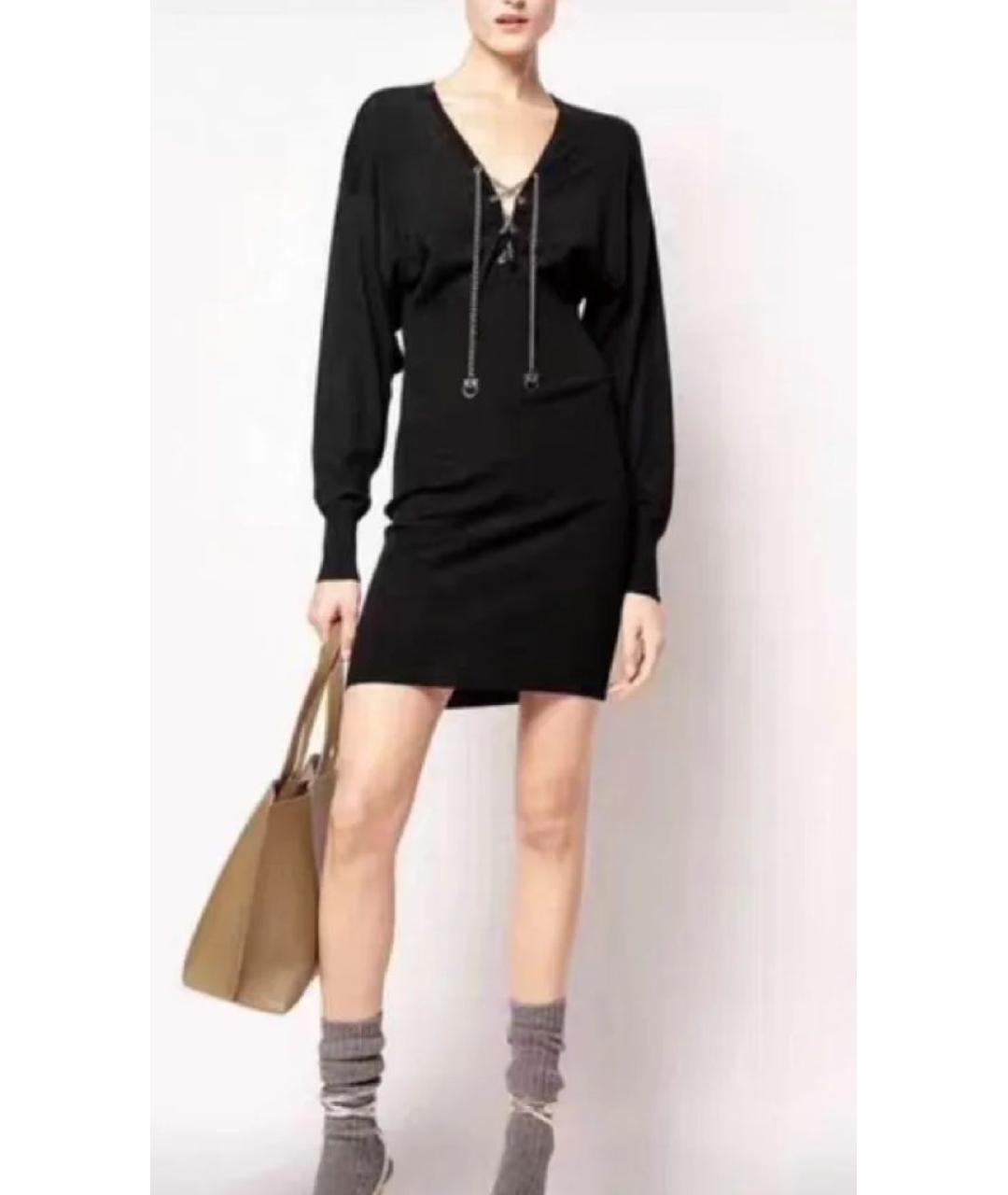 PINKO Черное шерстяное повседневное платье, фото 4