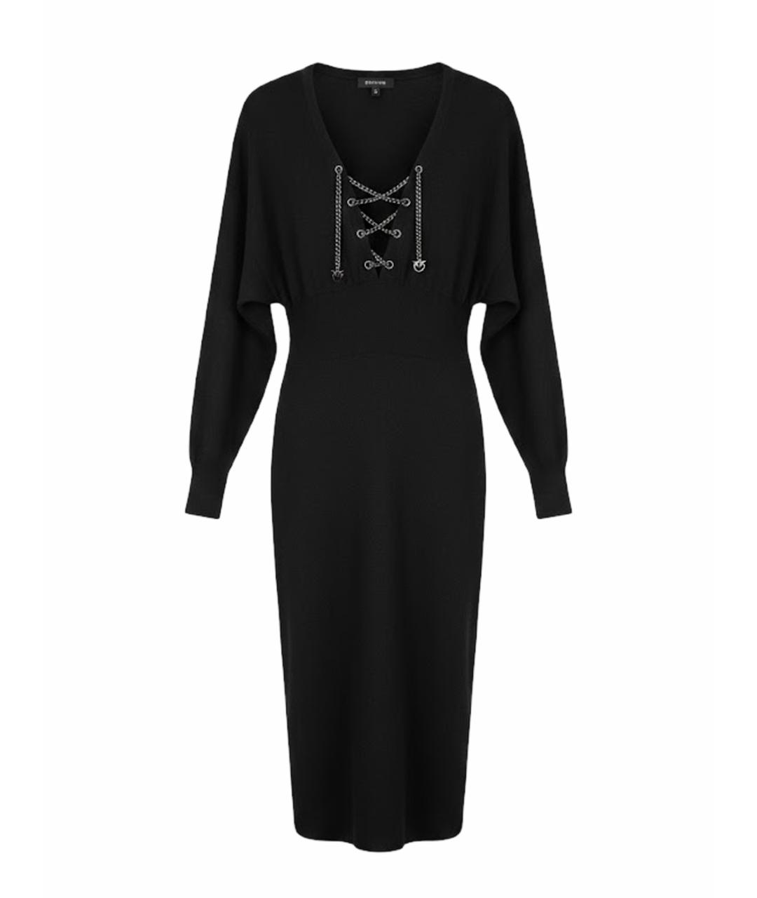 PINKO Черное шерстяное повседневное платье, фото 1