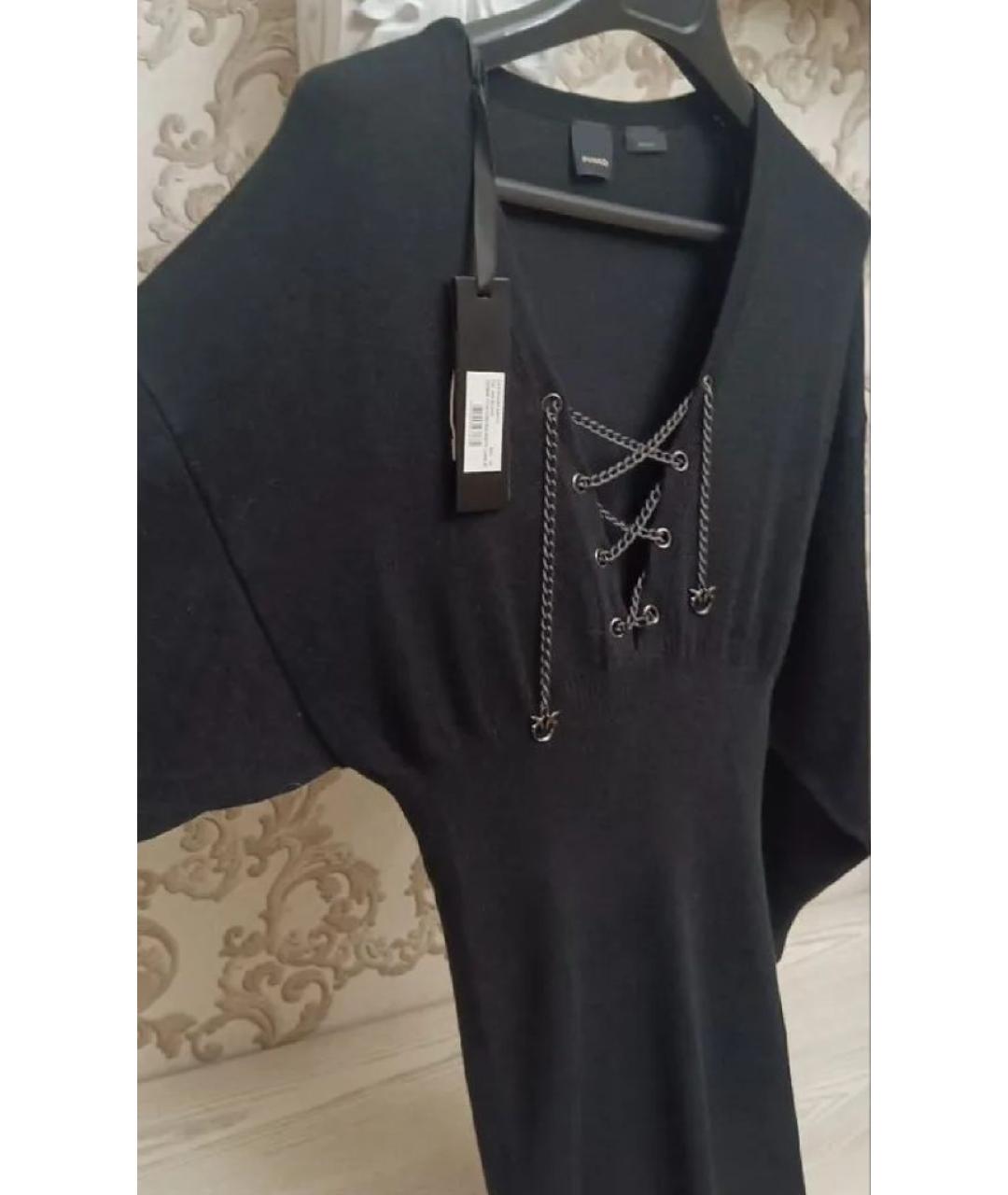 PINKO Черное шерстяное повседневное платье, фото 2