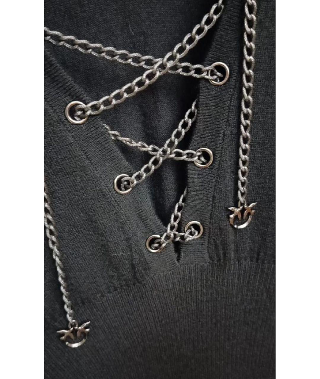 PINKO Черное шерстяное повседневное платье, фото 3