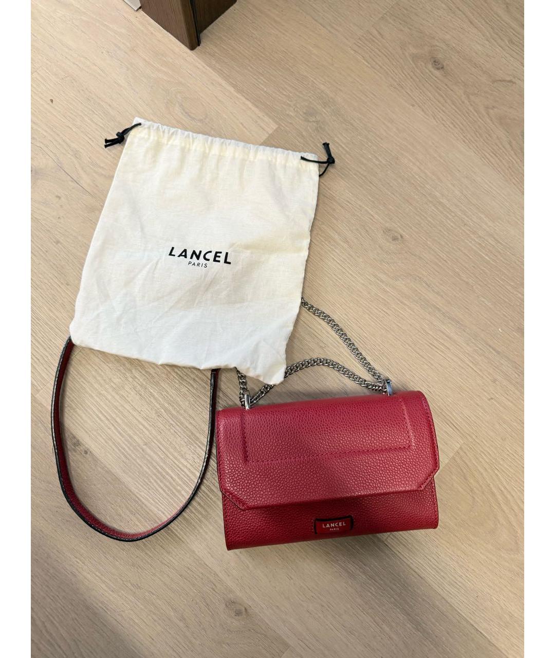 LANCEL Красная кожаная сумка через плечо, фото 5