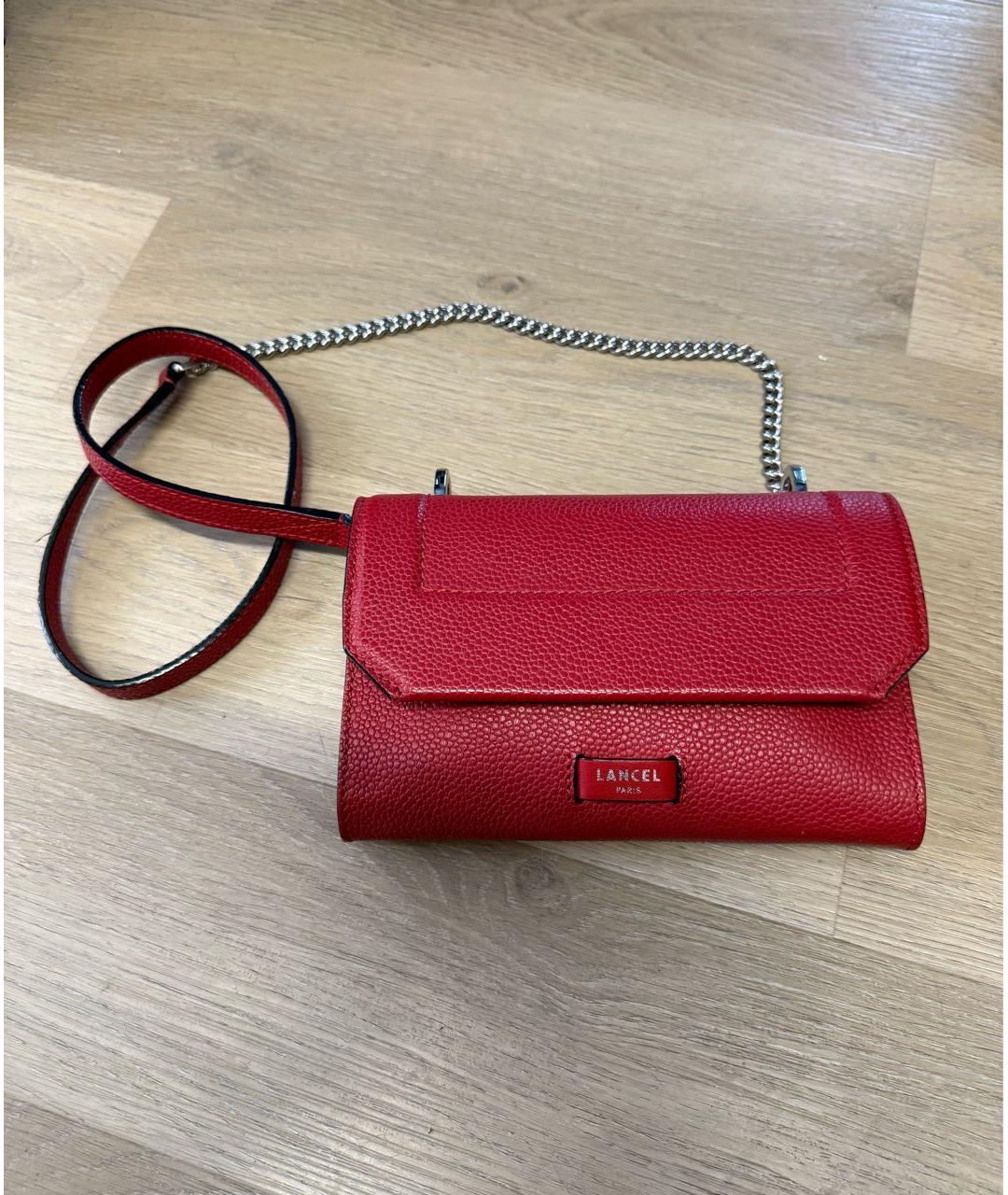 LANCEL Красная кожаная сумка через плечо, фото 7