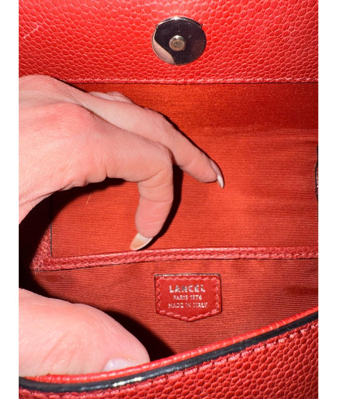 LANCEL Красная кожаная сумка через плечо, фото 6