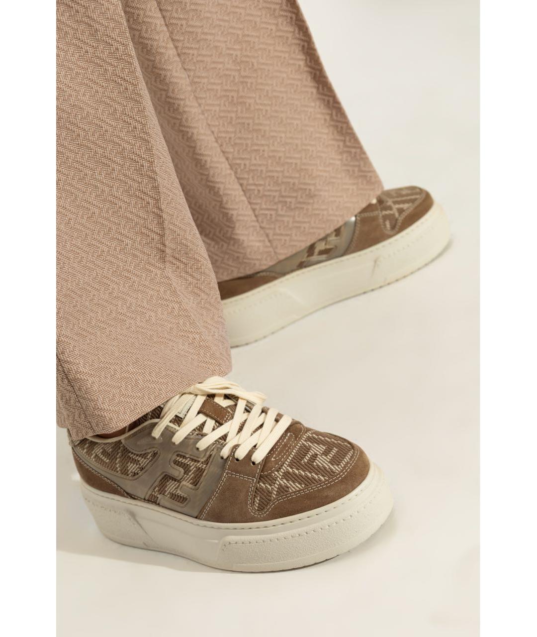 FENDI Бежевые текстильные кеды, фото 6
