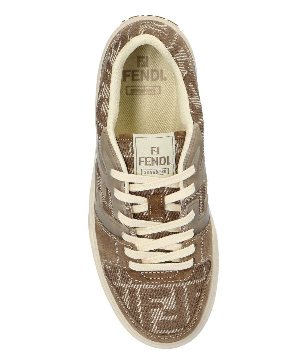 FENDI Бежевые текстильные кеды, фото 2