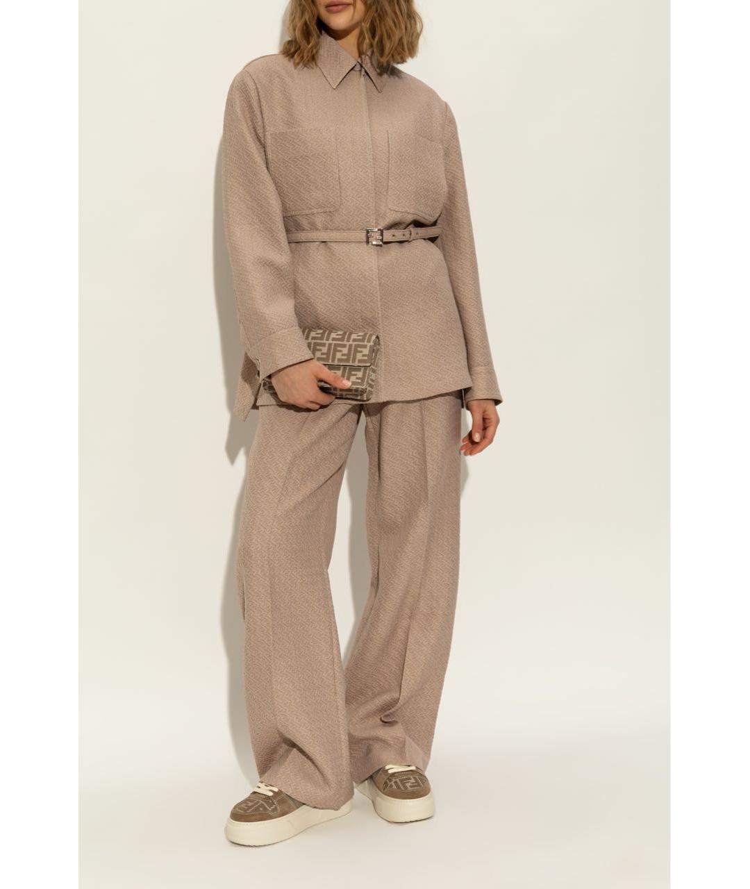 FENDI Бежевые текстильные кеды, фото 5