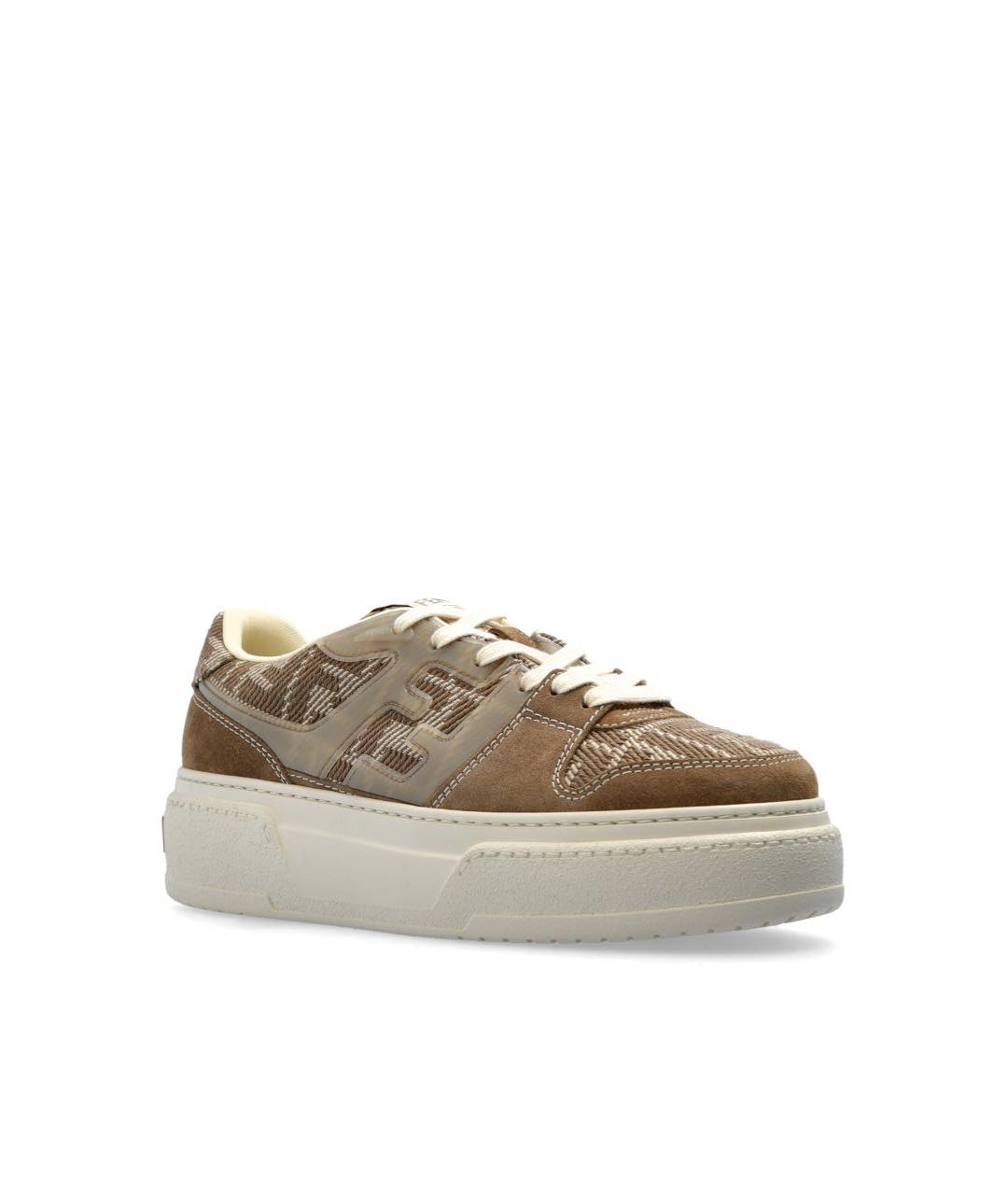 FENDI Бежевые текстильные кеды, фото 4