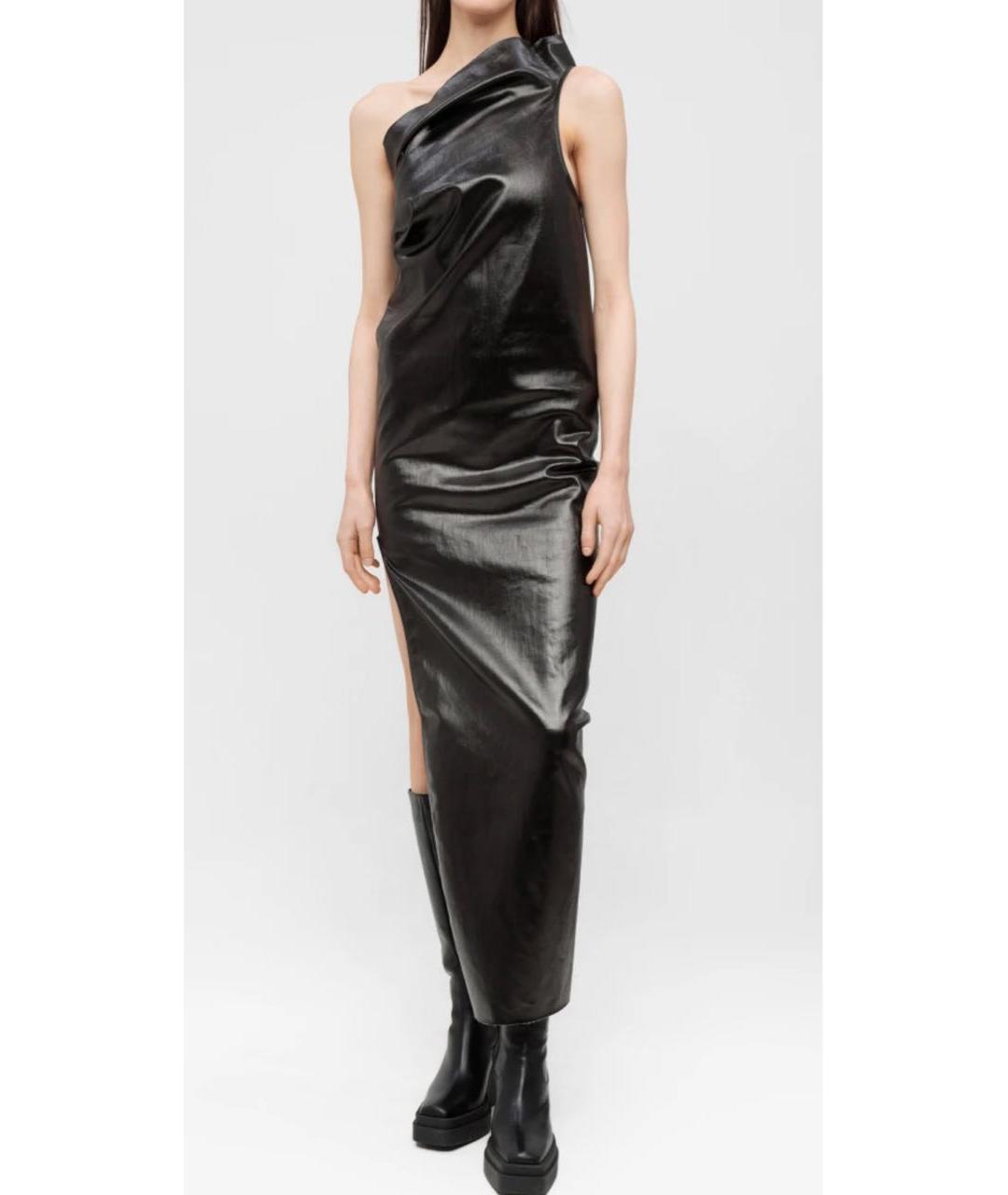 RICK OWENS Черное хлопко-эластановое вечернее платье, фото 5