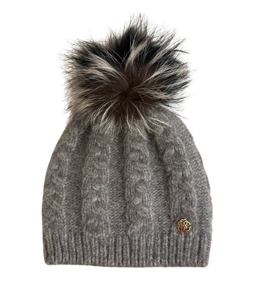 ROBERTO CAVALLI Серая шерстяная шапка, фото 1