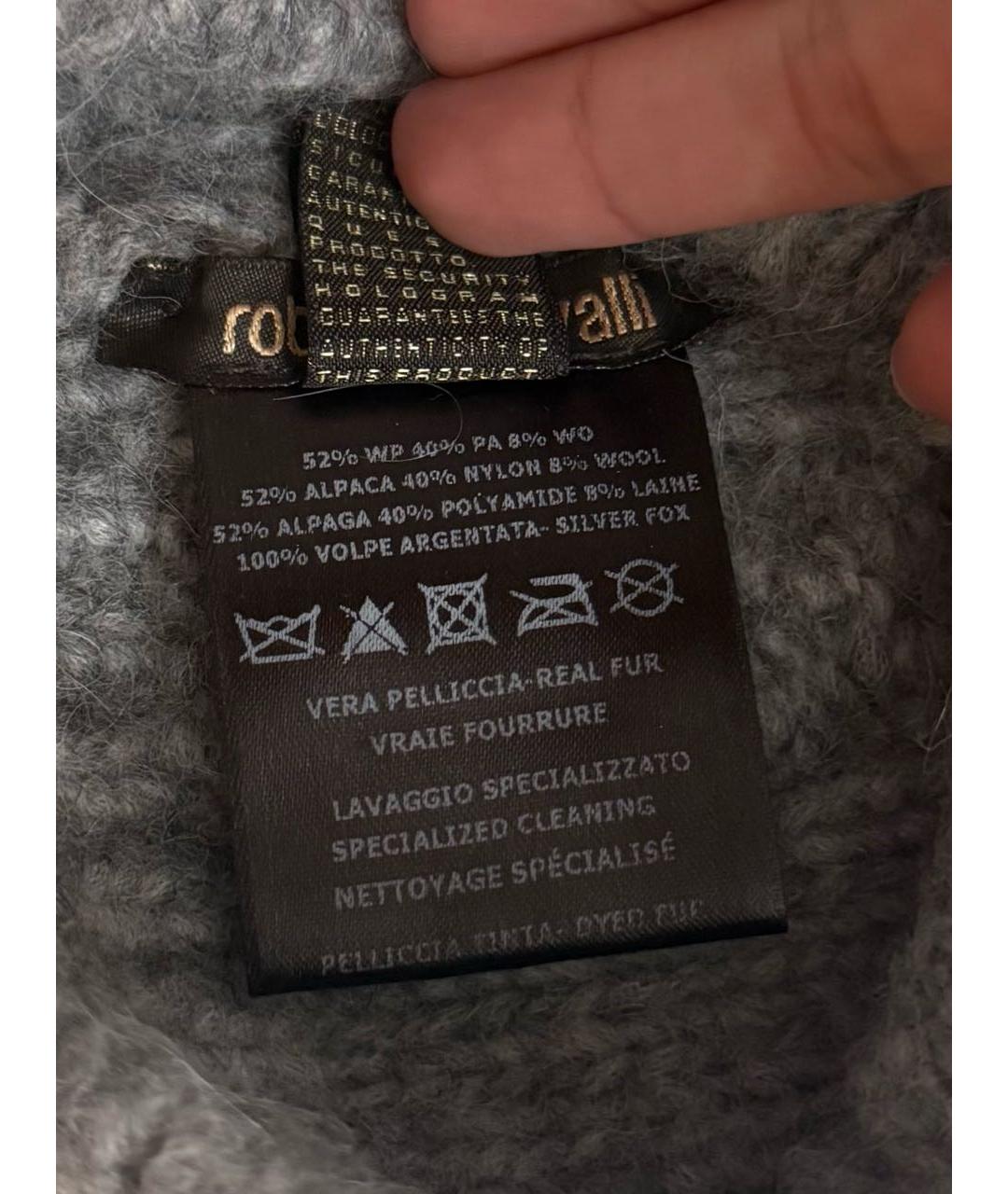 ROBERTO CAVALLI Серая шерстяная шапка, фото 5