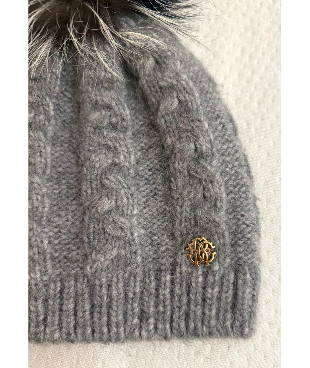ROBERTO CAVALLI Серая шерстяная шапка, фото 3