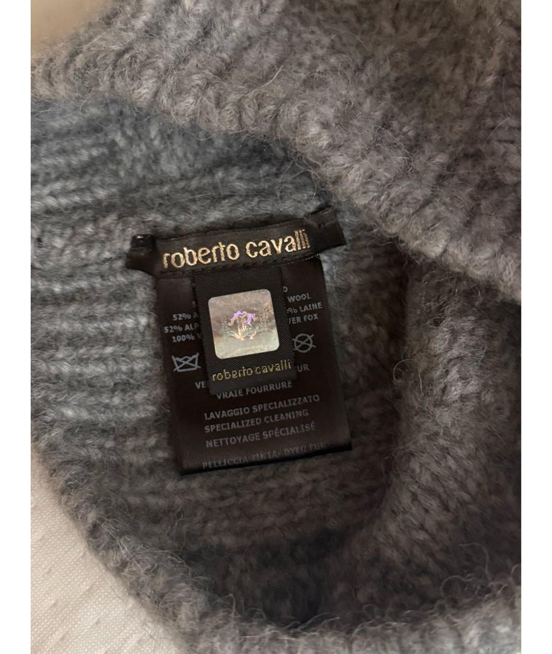 ROBERTO CAVALLI Серая шерстяная шапка, фото 4