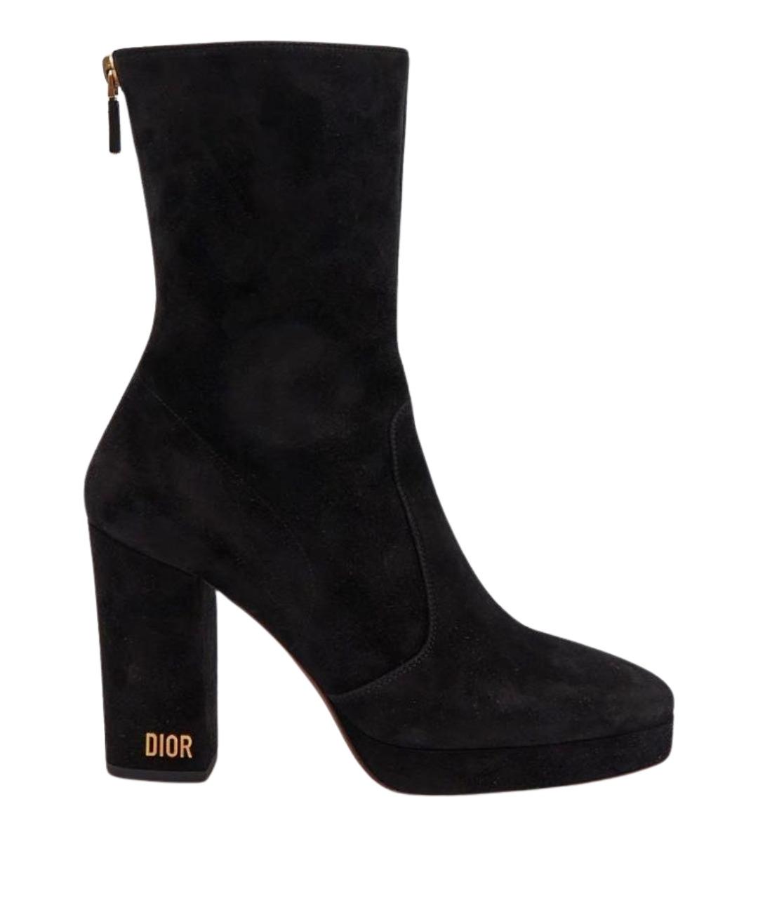 CHRISTIAN DIOR Черные замшевые ботильоны, фото 1