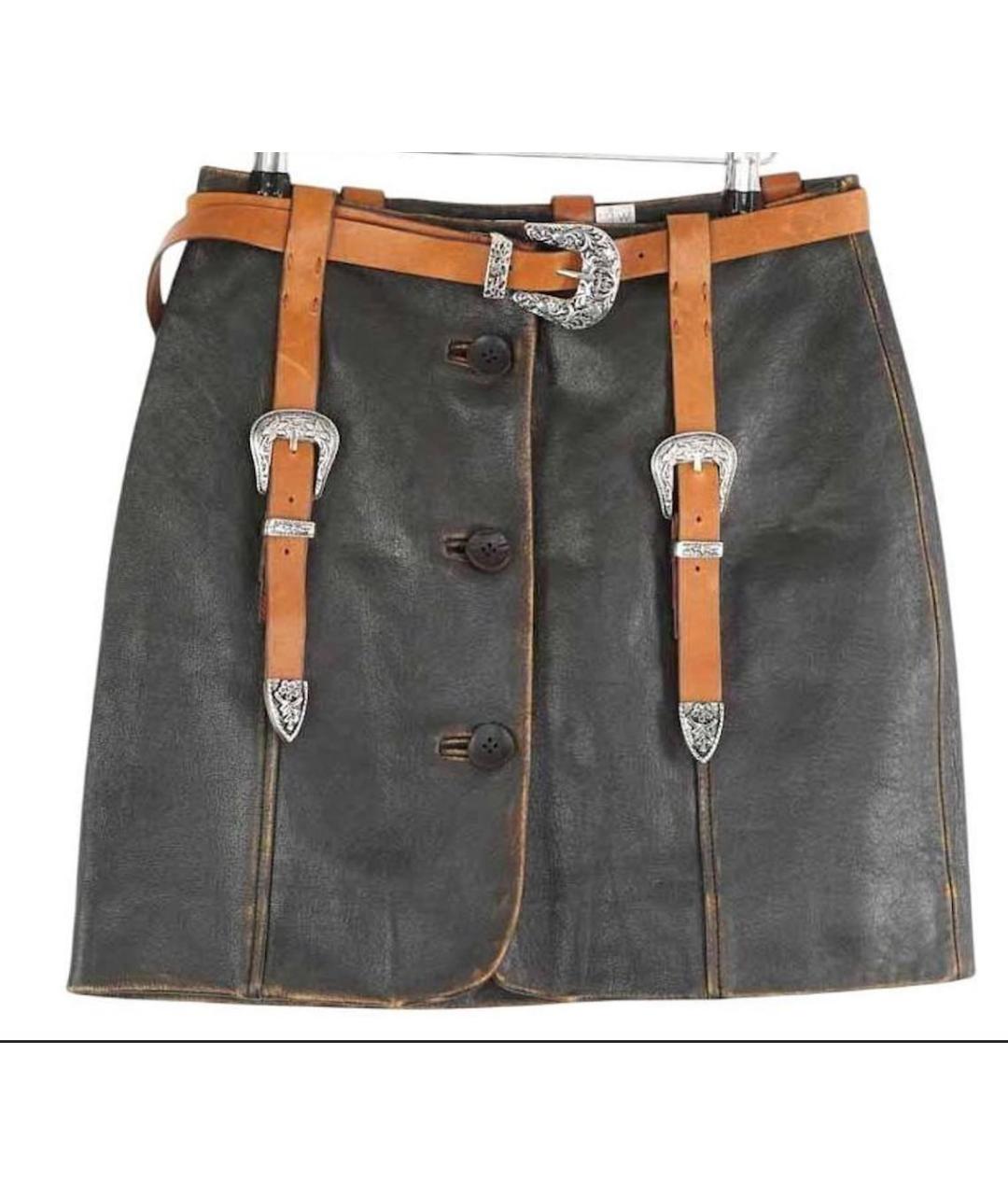 ACNE STUDIOS Черная кожаная юбка мини, фото 7