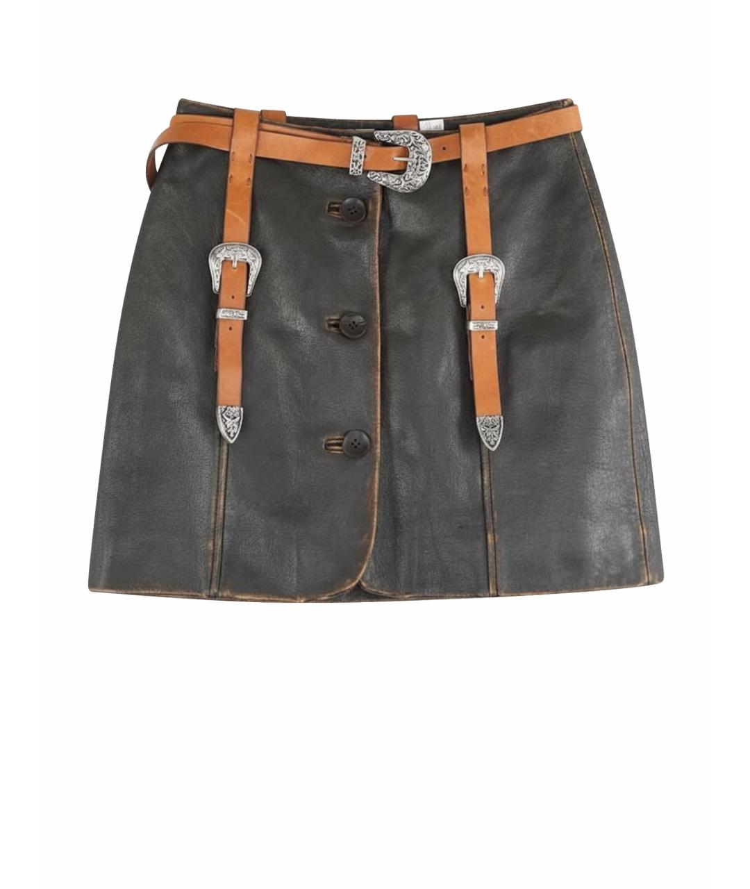 ACNE STUDIOS Черная кожаная юбка мини, фото 1