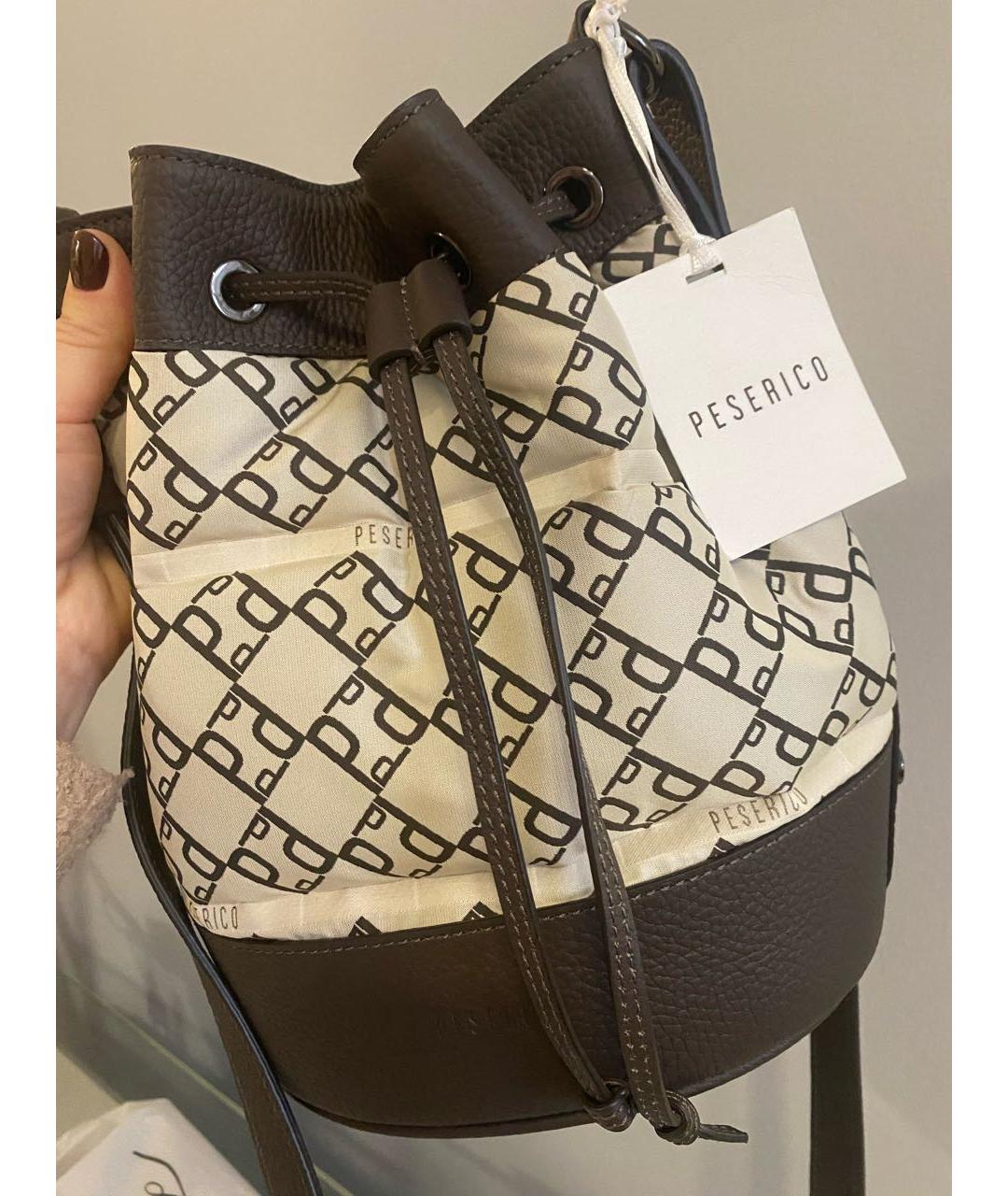 PESERICO Коричневая кожаная сумка через плечо, фото 6