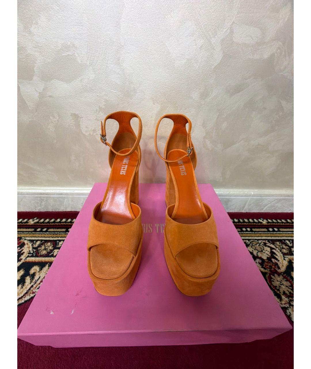 PARIS TEXAS Оранжевое замшевые босоножки, фото 2