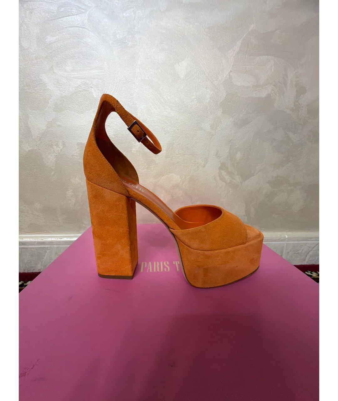 PARIS TEXAS Оранжевое замшевые босоножки, фото 7