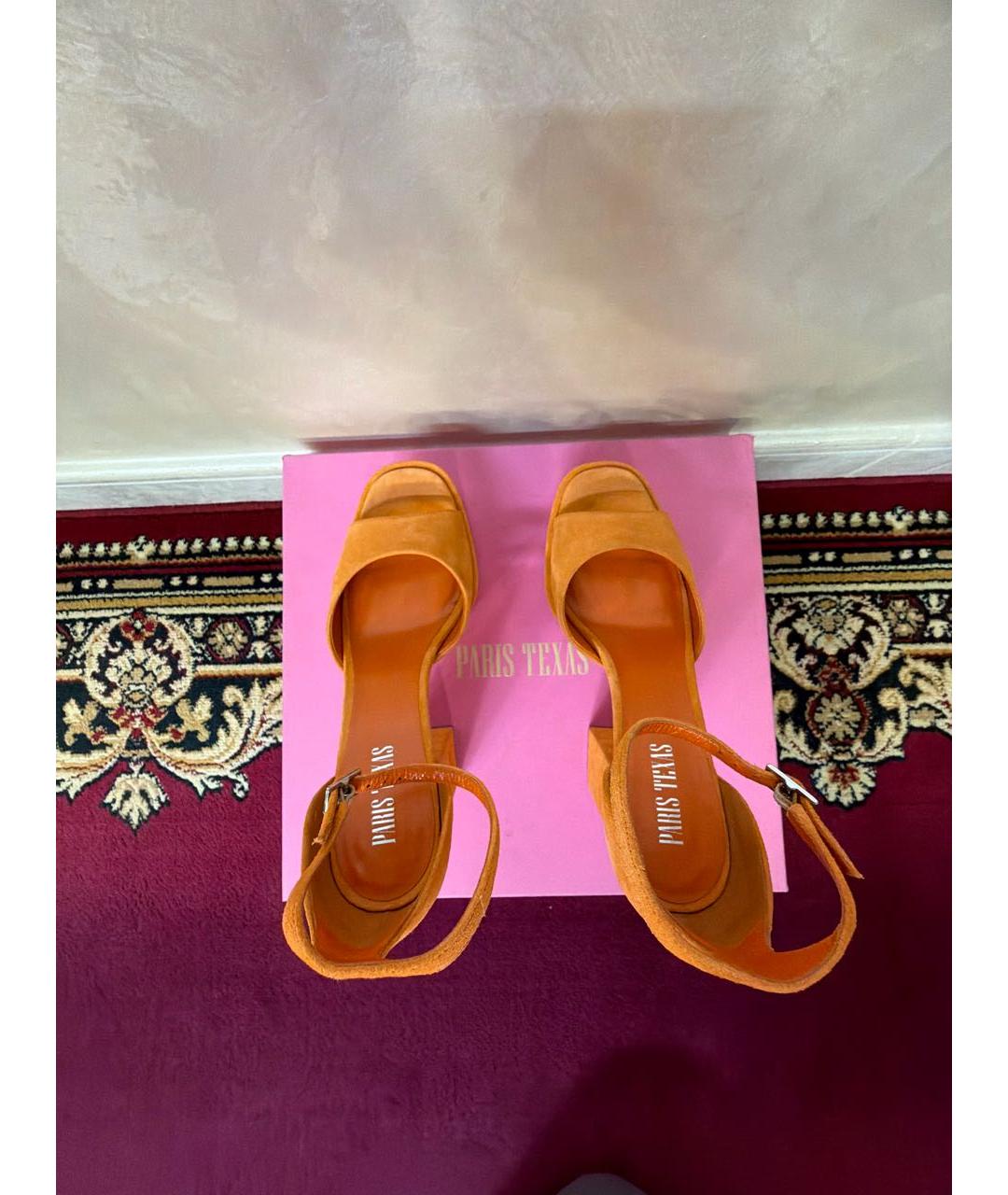 PARIS TEXAS Оранжевое замшевые босоножки, фото 3