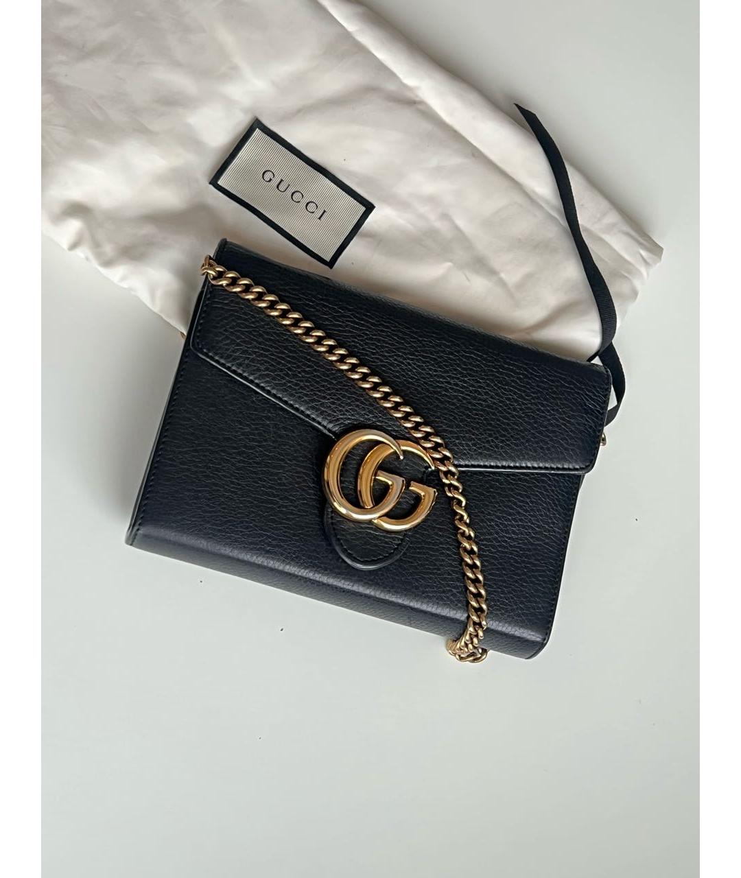 GUCCI Черная кожаная сумка через плечо, фото 6