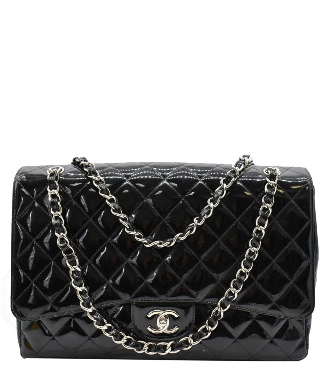 CHANEL Черная сумка через плечо из лакированной кожи, фото 1