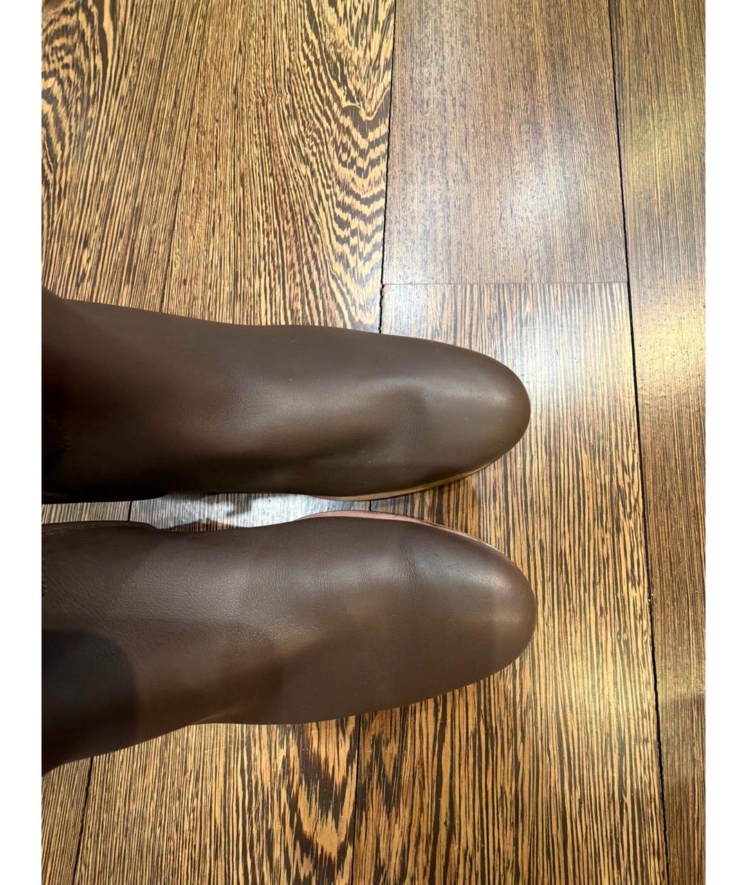 BOTTEGA VENETA Коричневые кожаные сапоги, фото 3