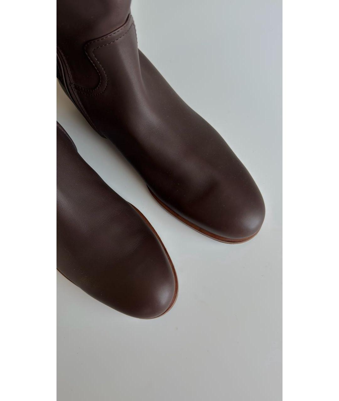 BOTTEGA VENETA Коричневые кожаные сапоги, фото 4
