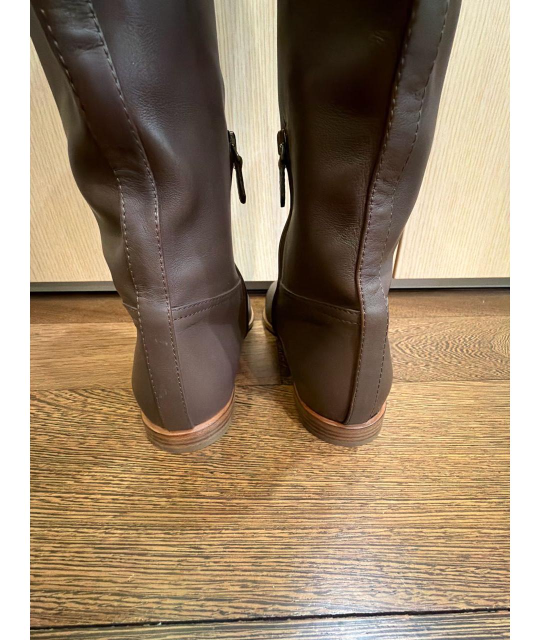 BOTTEGA VENETA Коричневые кожаные сапоги, фото 4