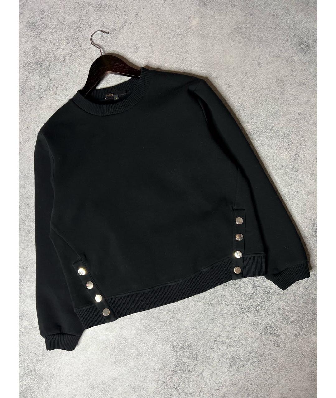 MAJE Черный хлопко-эластановый джемпер / свитер, фото 9