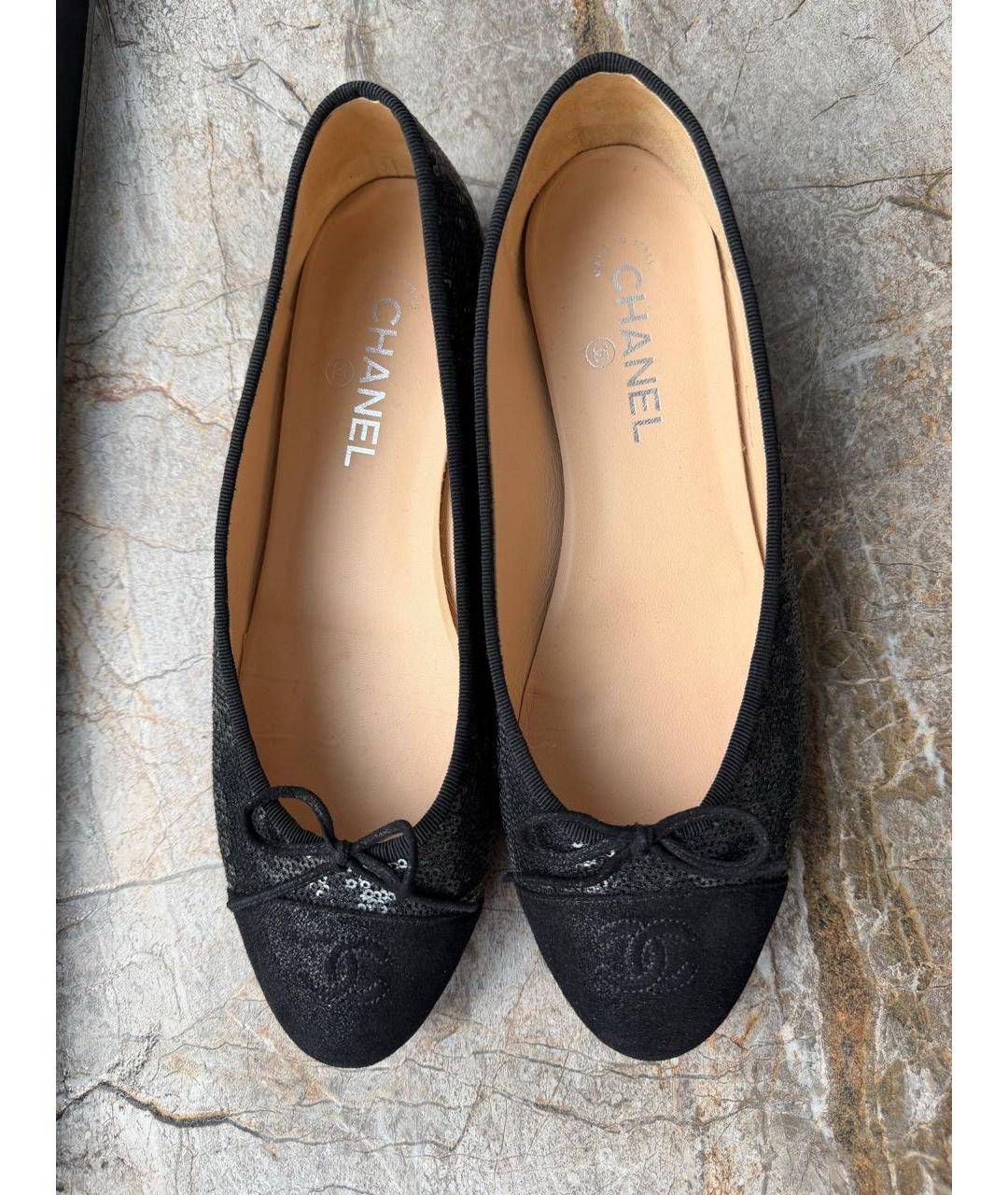 CHANEL Черные текстильные балетки, фото 3