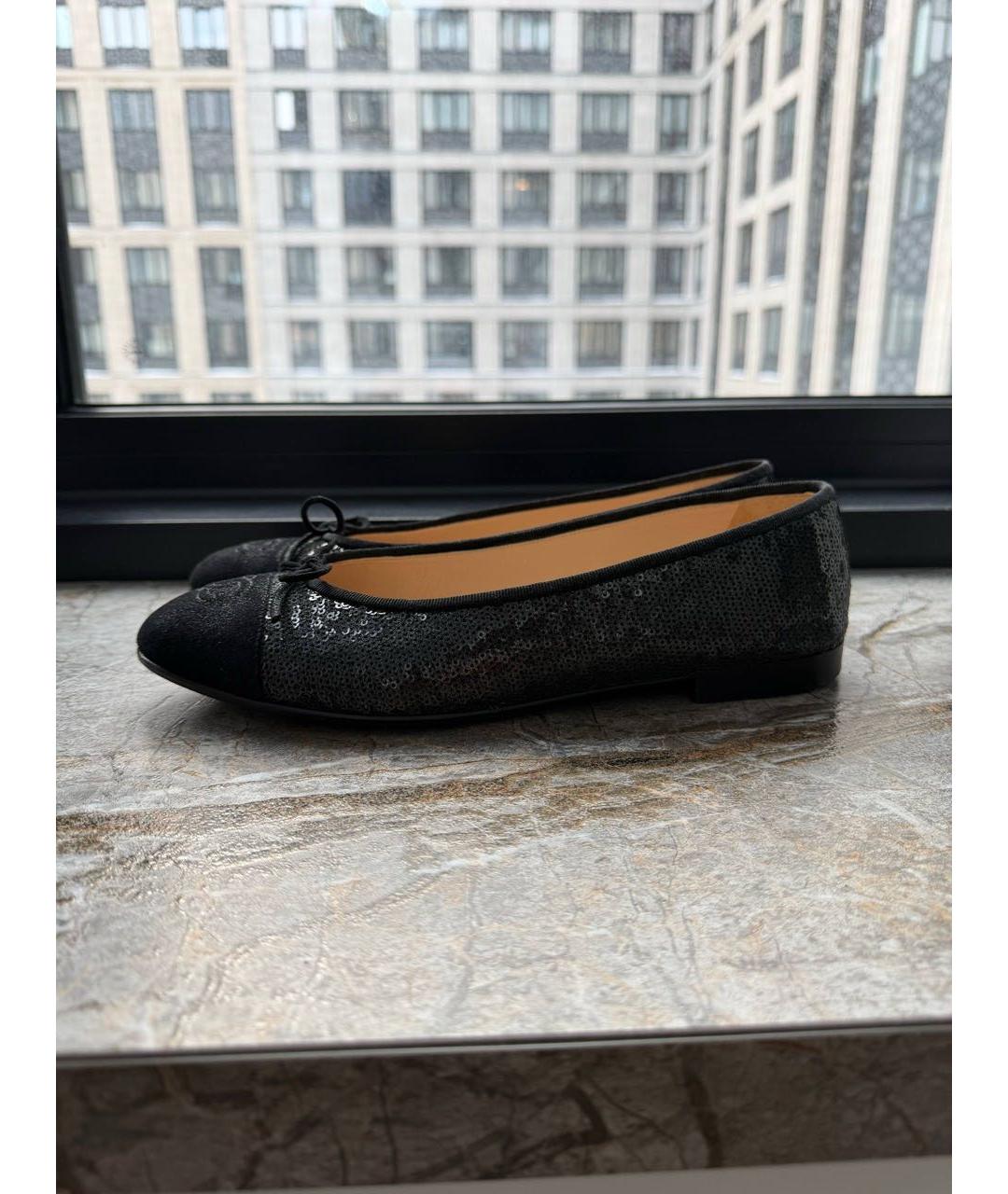 CHANEL Черные текстильные балетки, фото 6