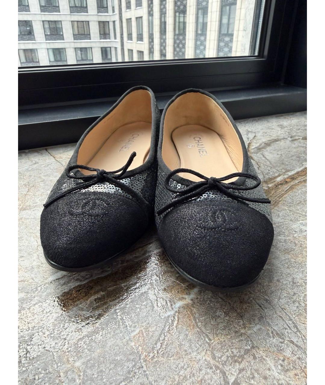 CHANEL Черные текстильные балетки, фото 2