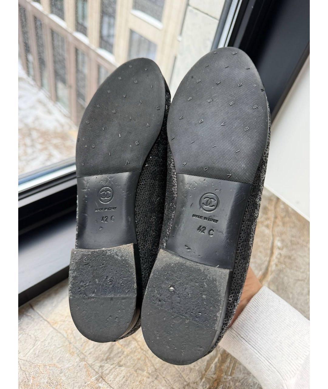 CHANEL Черные текстильные балетки, фото 5