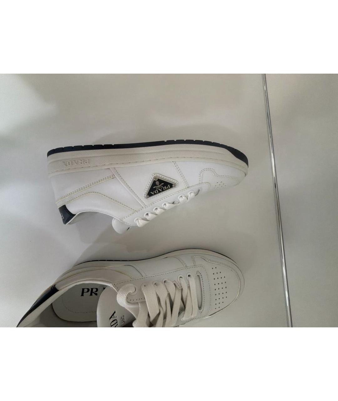 PRADA Белые кожаные кеды, фото 5