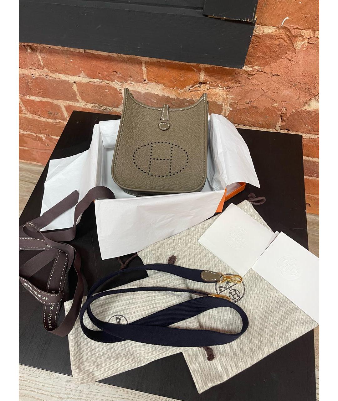 HERMES Коричневая кожаная сумка через плечо, фото 6